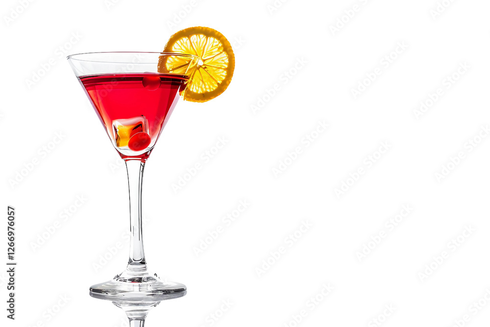 Festive cosmopolitan cocktail ideal for parties and special occasions isolated on transparent background