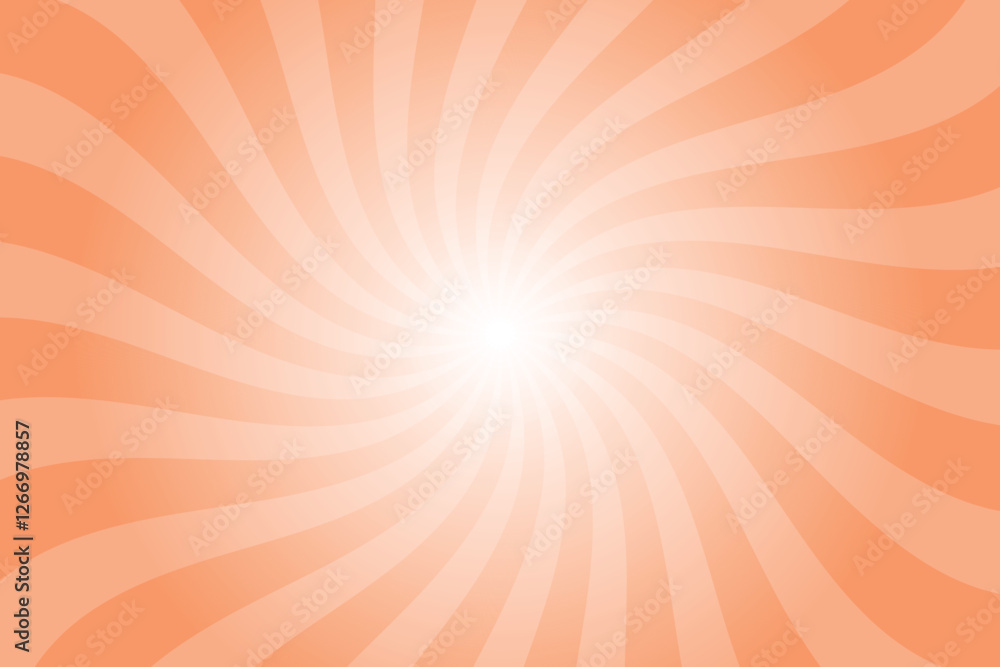 Obraz premium Abstract orange background with rays retro starburst rays. Atomic tangerine orange sunburst background vector illustration pattern beam rays. Spiral radial striped backdrop. Vector illustration.