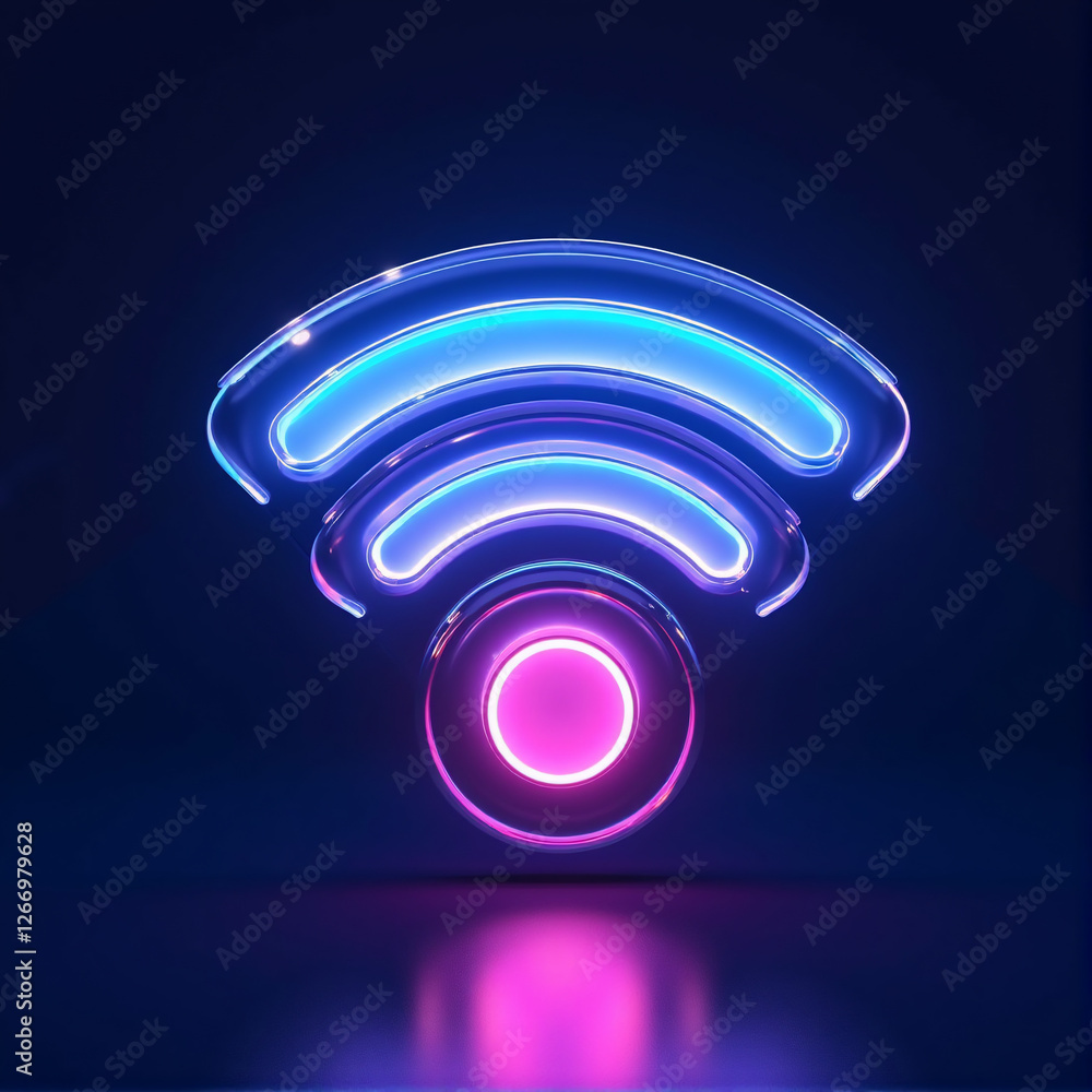 Neon WIFI (wi-fi) icon with gaming glossy design Neon WIFI (wi-fi) icon with gaming glossy design