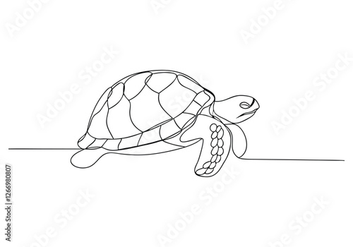 Continuous One Line Turtle | Minimalist Animal Vector Illustration