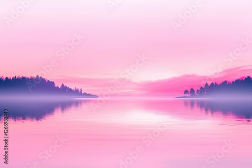 Wallpaper Mural Sunset landscape over calm lake reflecting sky with trees background Torontodigital.ca
