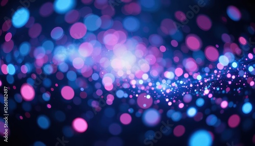 Vibrant neon bokeh background with pink and blue glow