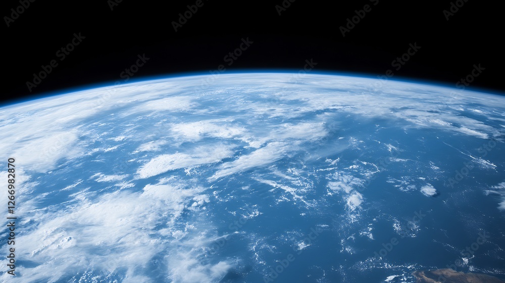 Fototapeta premium Stunning Earth view serene blue hues wide shot cosmic perspective. AI Generated