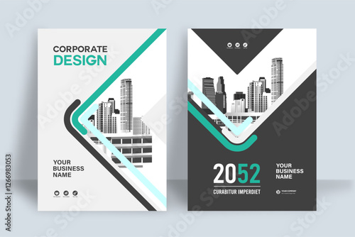 City Background Business Book Cover Design Template photo