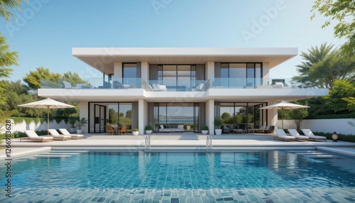 Wallpaper Mural Modern luxury home with poolside view and elegant architecture Torontodigital.ca