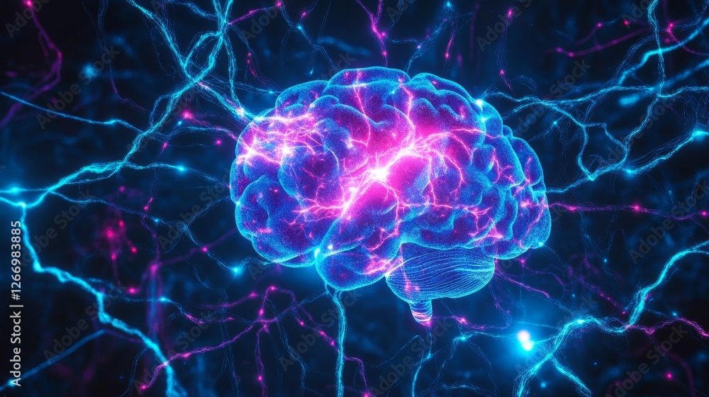 A digital abstract mind map with vibrant, glowing connections in electric blue and neon purple, resembling brain activity and intelligence A digital abstract mind map with vibrant, glowing connections in electric blue and neon purple, resembling brain activity and intelligence
