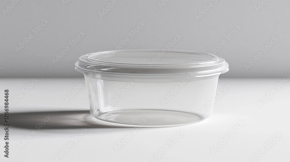 Small Clear Cylindrical Plastic Container in Minimalist Style in Transparent Tones for Packaging Small Clear Cylindrical Plastic Container in Minimalist Style in Transparent Tones for Packaging