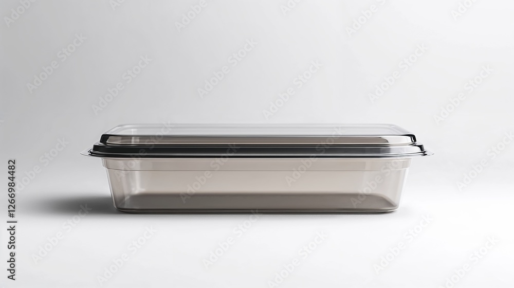Rectangular Clear Plastic Food Container in Smoky-Tinted Style in Muted Hues for Culinary Display Rectangular Clear Plastic Food Container in Smoky-Tinted Style in Muted Hues for Culinary Display