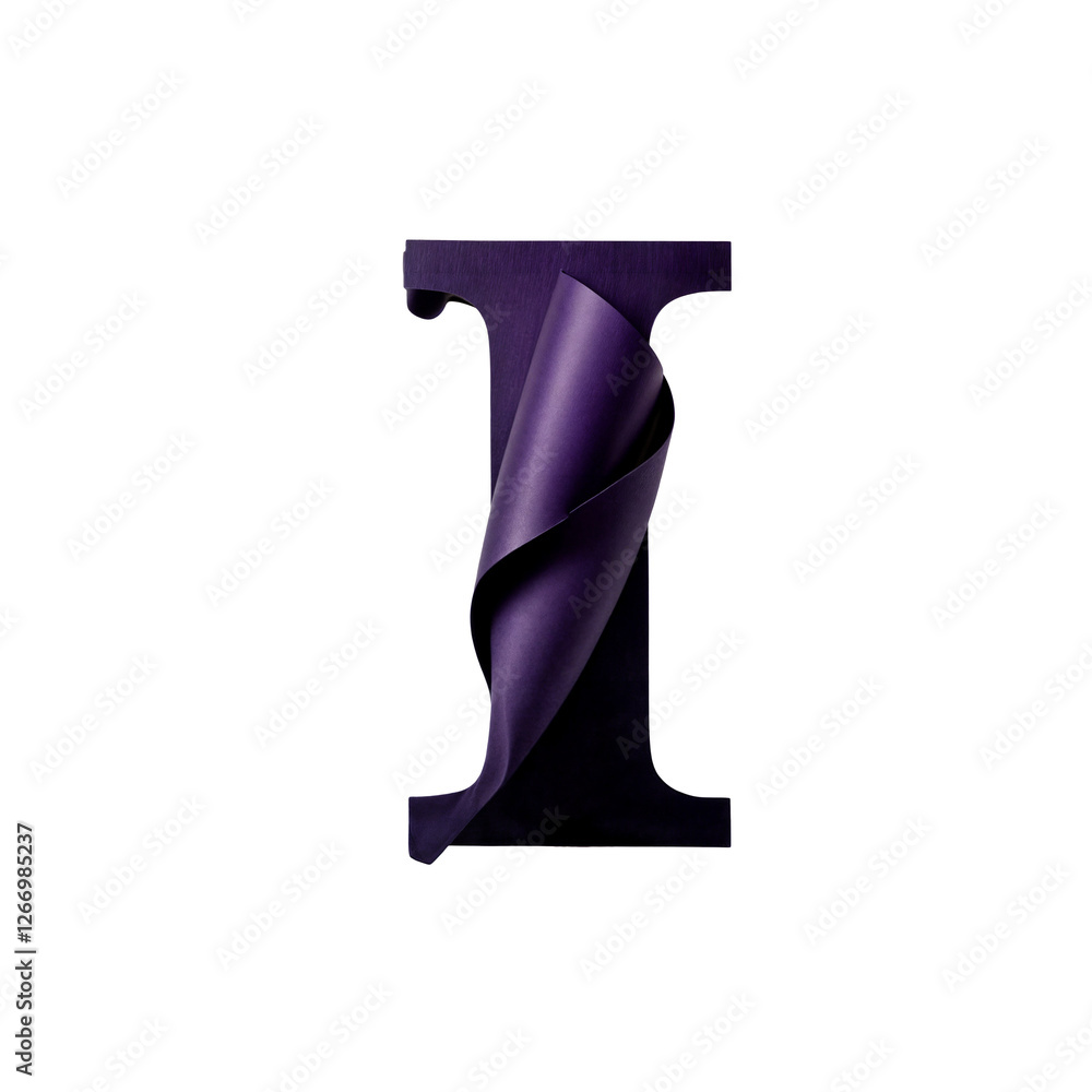 A stylized letter I in deep purple, crafted to look like curled paper. Elegant serif structure with curling edges, creating depth. Sophisticated, artistic, modern, and luxuriously decorative A stylized letter I in deep purple, crafted to look like curled paper. Elegant serif structure with curling edges, creating depth. Sophisticated, artistic, modern, and luxuriously decorative