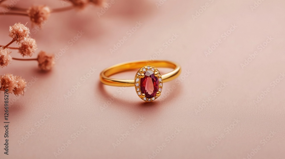 Antique Inspired Jewelry Featuring Garnet Gemstone on Elegant Background