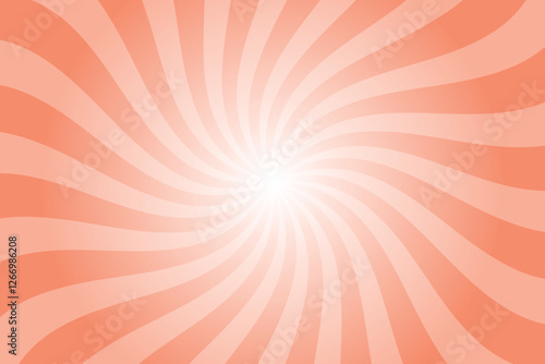 Abstract orange background with rays retro starburst rays. Dark pastel orange sunburst background vector illustration pattern beam rays. Spiral radial striped backdrop. Vector illustration.