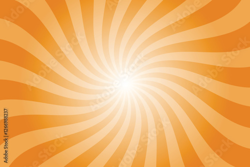 Abstract orange background with rays retro starburst rays. Fulvous orange sunburst background vector illustration pattern beam rays. Spiral radial striped backdrop. Vector illustration.