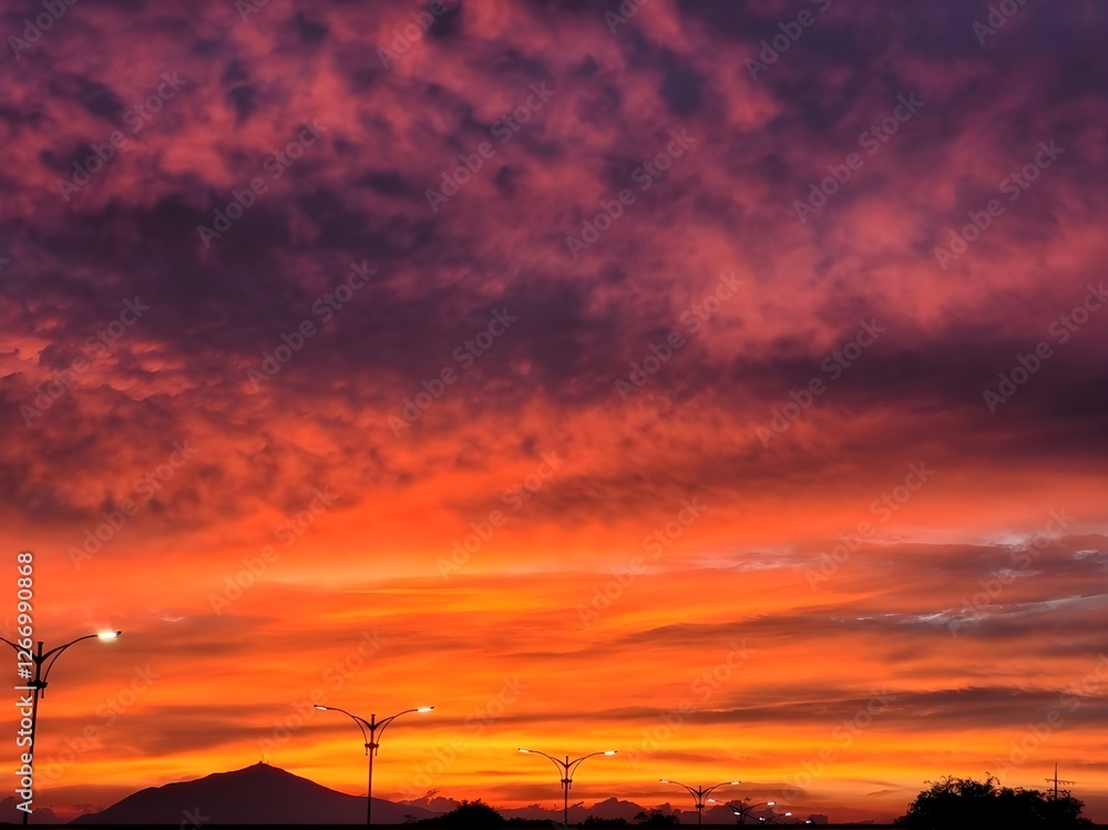 Fototapeta premium Burning sunset