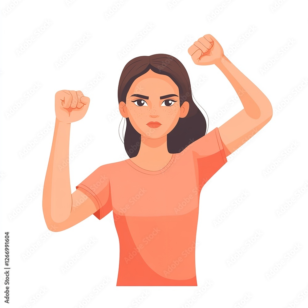 Determined Young Woman Raising Her Fists Strong Powerful Female Activist Protest Demonstration Girl Power Feminism Equality Rights Courageous Determined Young Woman Raising Her Fists Strong Powerful Female Activist Protest Demonstration Girl Power Feminism Equality Rights Courageous
