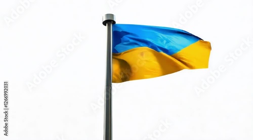 Ukrainian flag waves proudly in the breeze against a clear sky promoting national pride and unity