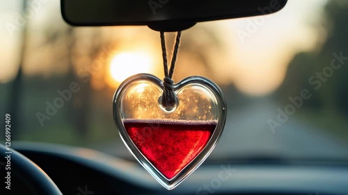 Heart-Shaped Air Freshener Enhancing the Ambiance of a Car Interior