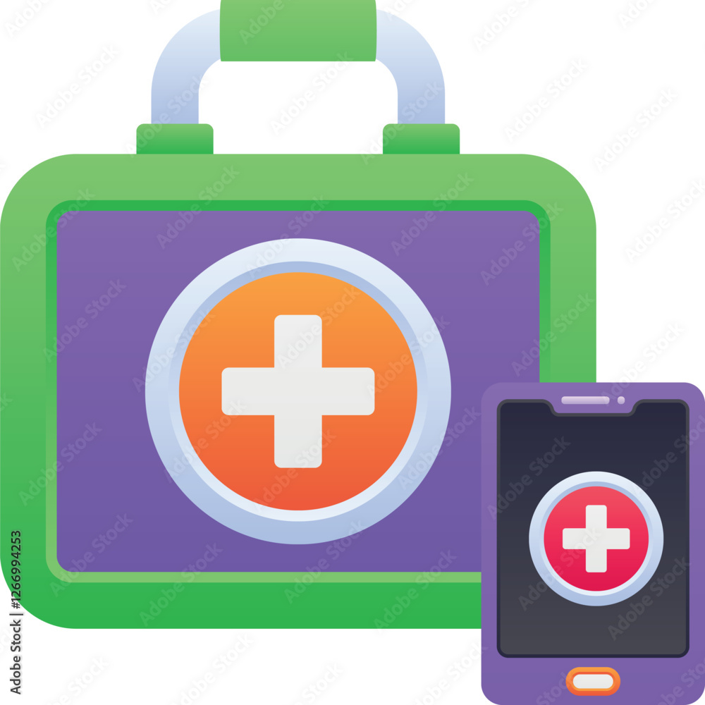 Fototapeta premium Gradient color illustration for Emergency kit bag