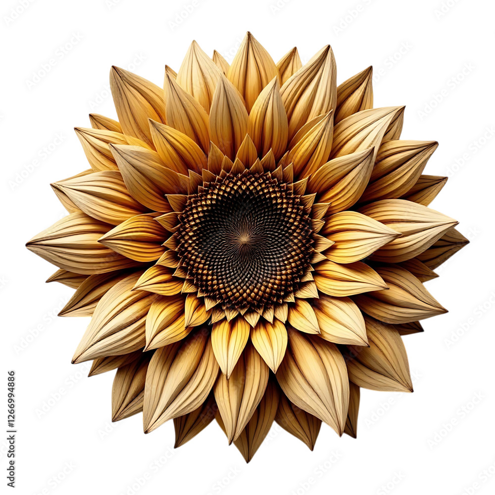 Fototapeta premium Detailed Wooden Sunflower Carving for Decoration