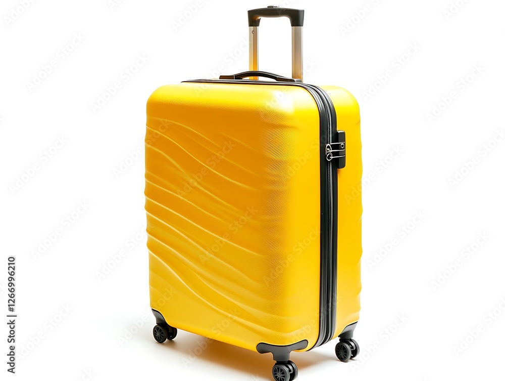 Bold and Sleek Yellow Travel Suitcase with Minimalist Design, Hard Shell Luggage with Black Accents, Secure Zipper, and Modern Aesthetic for Stylish Travelers