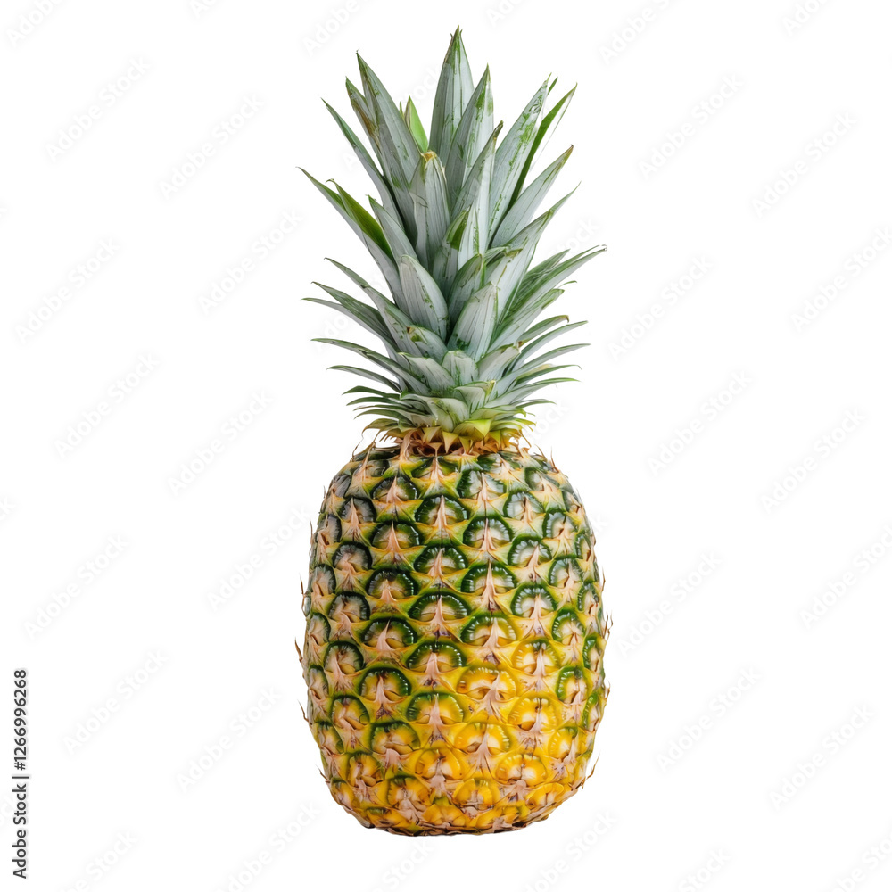 Fresh pineapple with vibrant green leaves and textured yellow skin, perfect for tropical dishes and refreshing drinks Fresh pineapple with vibrant green leaves and textured yellow skin, perfect for tropical dishes and refreshing drinks