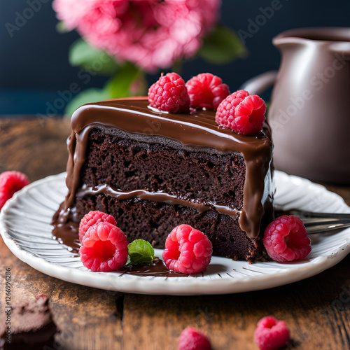 chocolate cake with raspberries