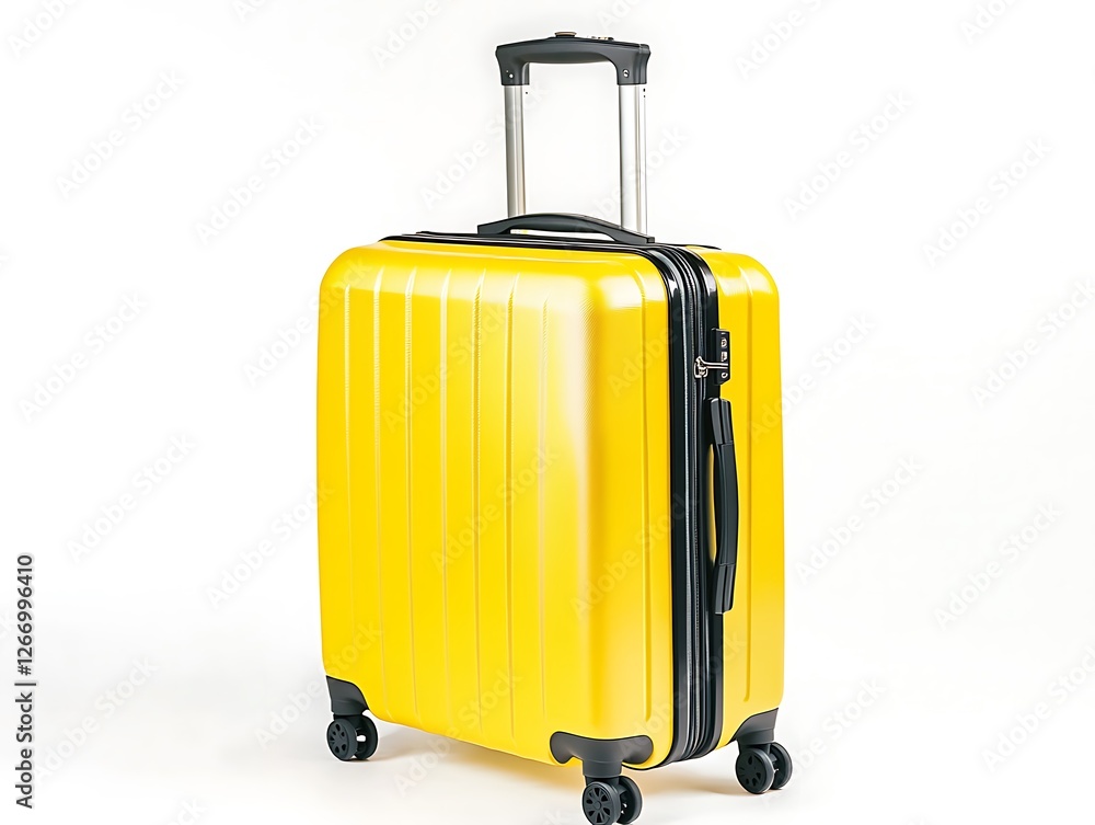 Bold and Sleek Yellow Travel Suitcase with Minimalist Design, Hard Shell Luggage with Black Accents, Secure Zipper, and Modern Aesthetic for Stylish Travelers Bold and Sleek Yellow Travel Suitcase with Minimalist Design, Hard Shell Luggage with Black Accents, Secure Zipper, and Modern Aesthetic for Stylish Travelers
