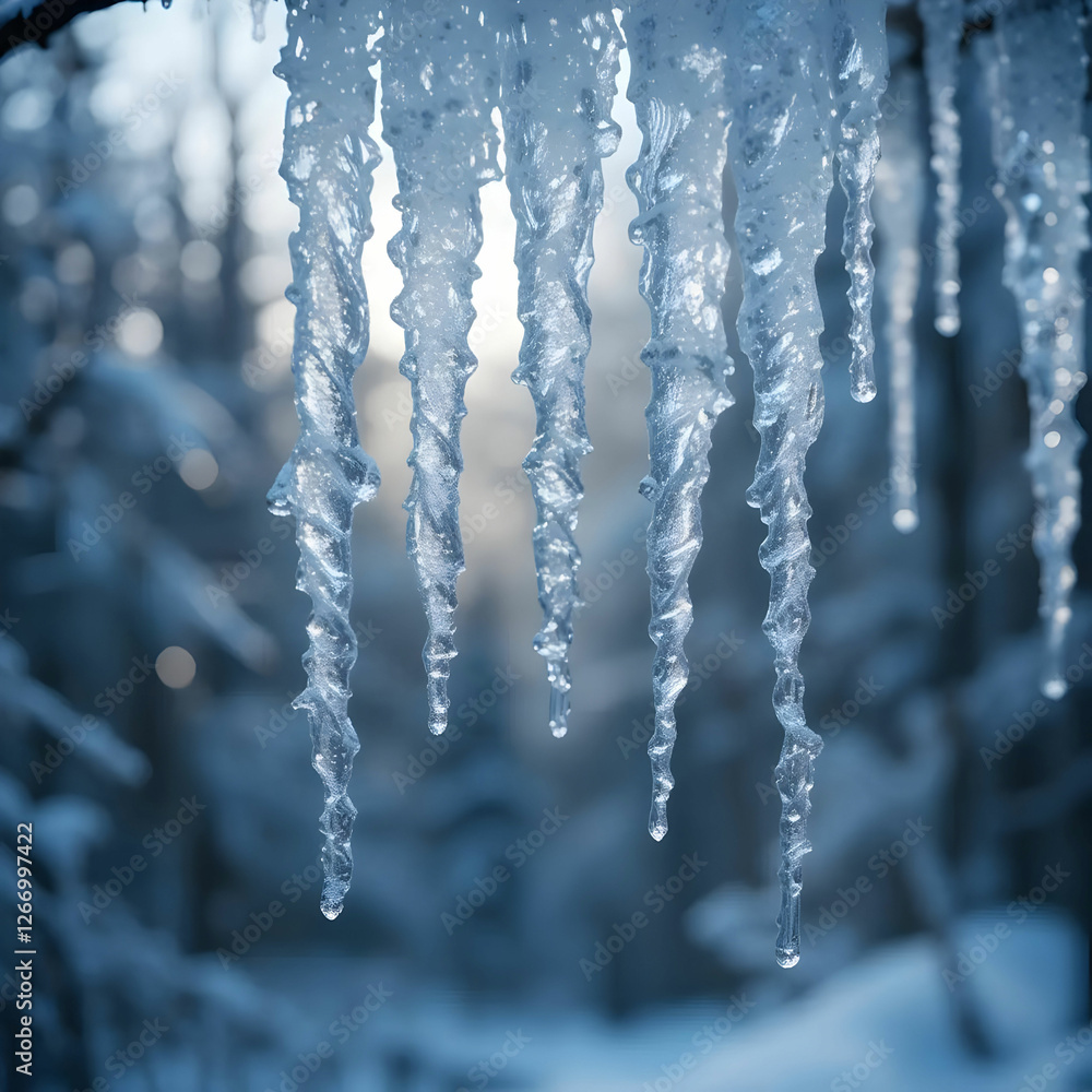 Hanging icicles with detailed frozen Hanging icicles with detailed frozen
