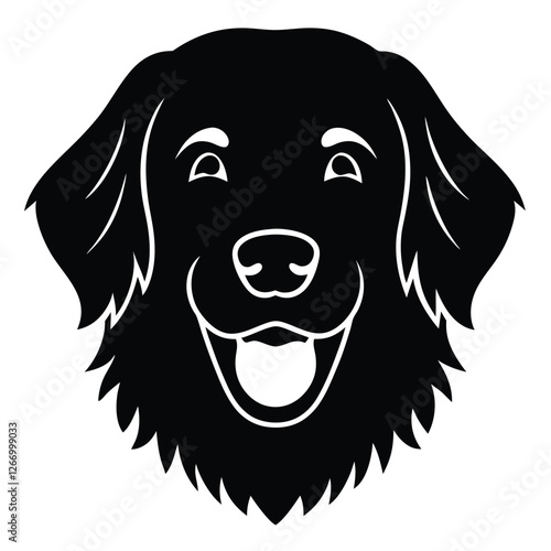 Golden Retriever Dog Happy Face Silhouette Icon with Fun