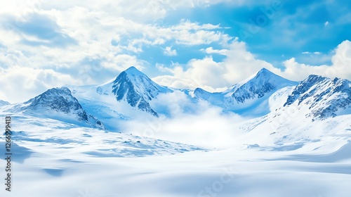Wallpaper Mural Majestic Snowy Mountains Under a Blue Sky Torontodigital.ca