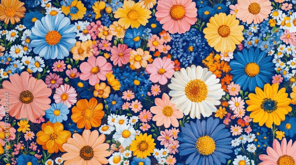 Vibrant Floral Symphony: A Kaleidoscope of Painted Blossoms Vibrant Floral Symphony: A Kaleidoscope of Painted Blossoms