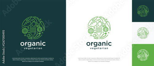 Healthy vegetarian food logo design vector concept. Healthy food logo icon with leaf.