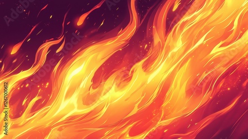 Dynamic cartoon-style fire effect abstract background graphic design bold yellow flames vivid imagery