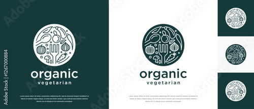 Healthy vegetarian food logo design vector concept. Healthy food logo icon with leaf.