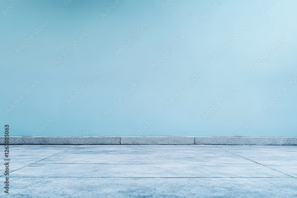 Blue wall, empty concrete floor, outdoor scene, product placement Blue wall, empty concrete floor, outdoor scene, product placement