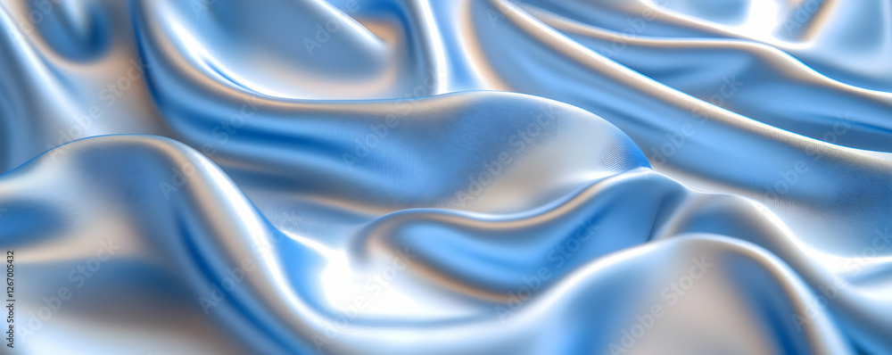 Obraz premium Blue silk fabric waves, background texture