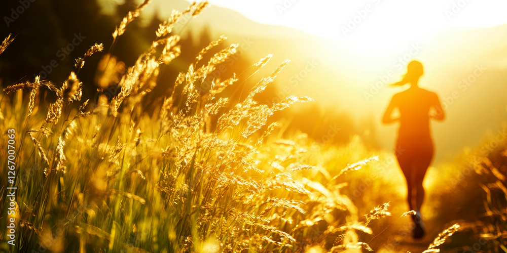 A woman exercising outdoors in a picturesque rural landscape. AI generative. A woman exercising outdoors in a picturesque rural landscape. AI generative.