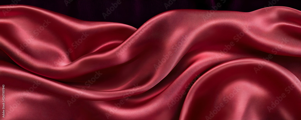 Obraz premium Red silk fabric drapes, studio shot