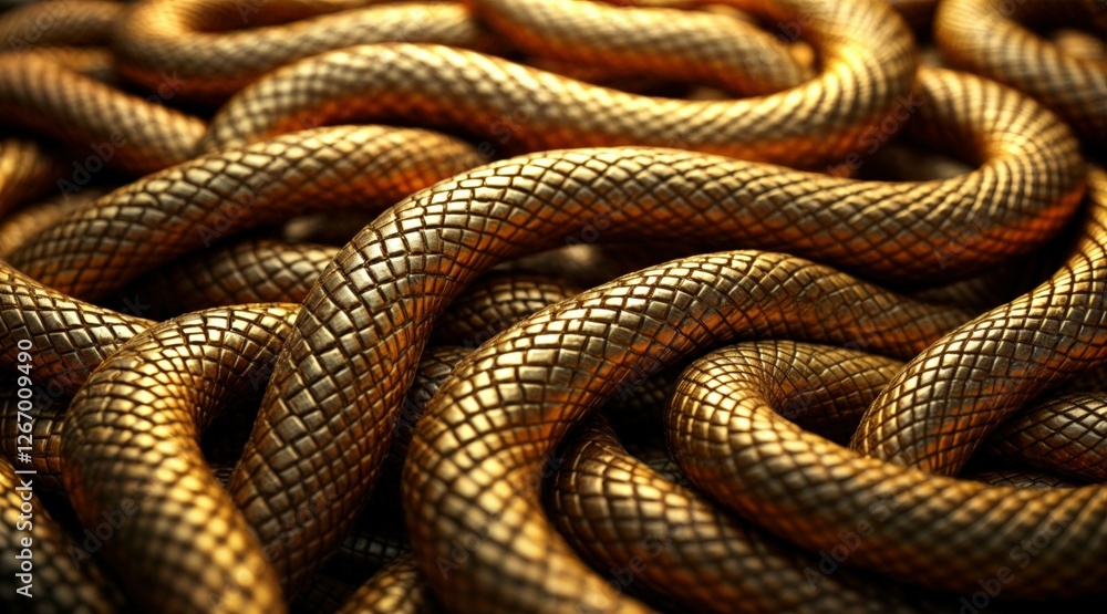 Golden metallic scale texture, realistic overlapping dragon skin, shining armor surface, detailed fantasy background, reflective bronze scales, medieval chainmail pattern, intricate metal texture.