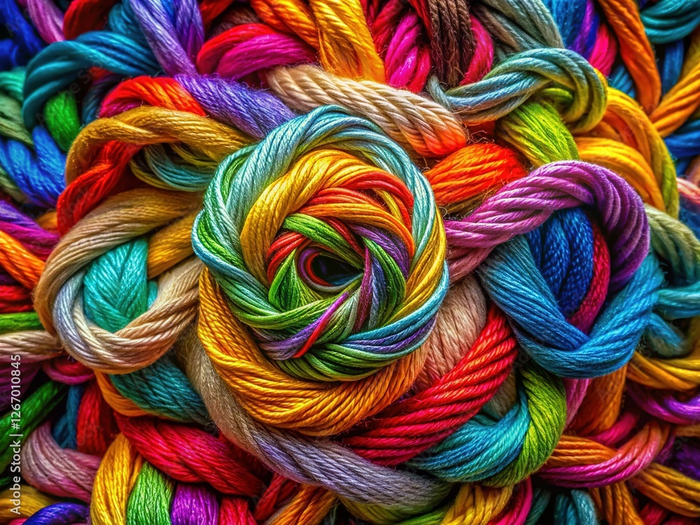 Abstract Embroidery Chaos: Tangled Threads Macro Photography Abstract Embroidery Chaos: Tangled Threads Macro Photography