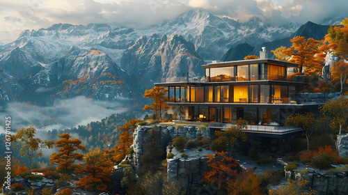 Luxury Mountain Mansion with Glass Walls & Snow-Capped Views photo