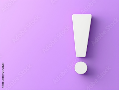 Wallpaper Mural Attention mark minimal concept. 3D exclamation mark on a purple background, symbolizing alertness and emphasis. Torontodigital.ca
