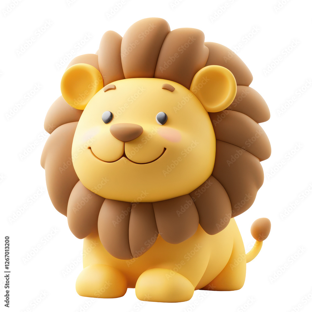 A cute, cartoonish 3D model of a lion cub. A cute, cartoonish 3D model of a lion cub.
