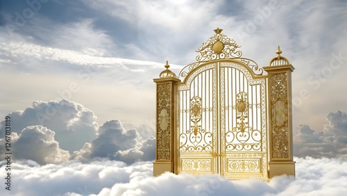 Ethereal Shiny Golden Gates of Heaven: A Divine Entrance into Paradise and Eternal Life in Christ