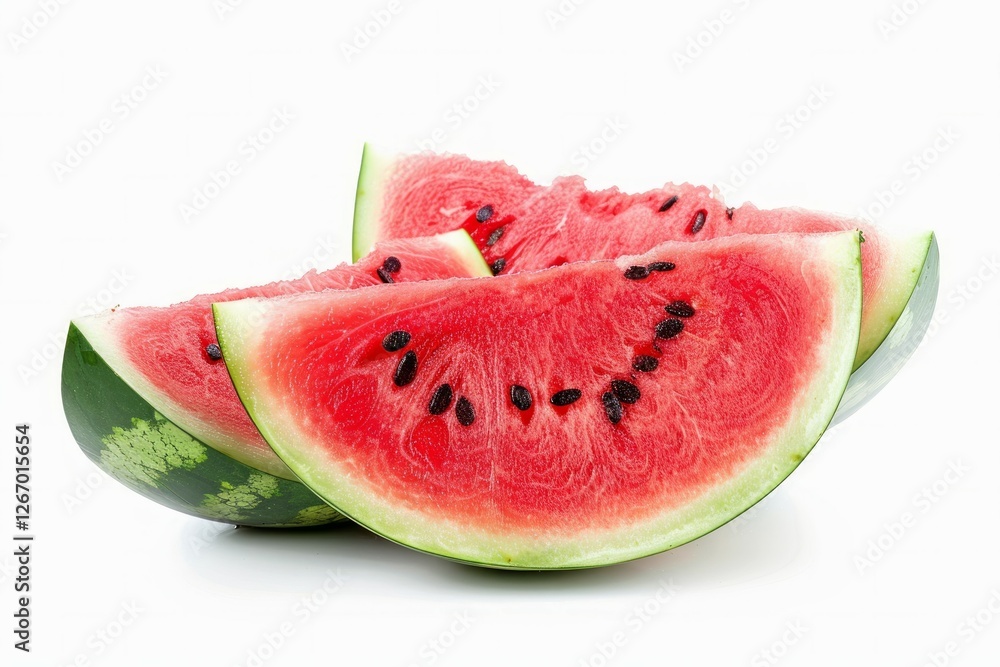 Fresh watermelon slices on white background. AI image Fresh watermelon slices on white background. AI image