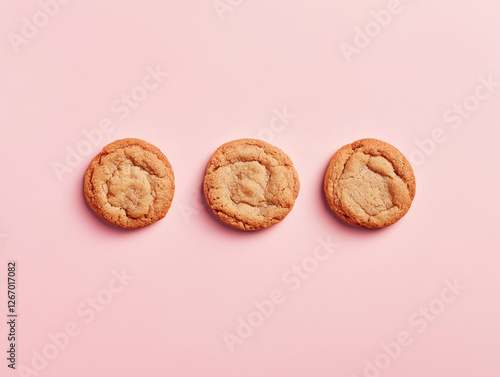 Three cookies on a clean background, looking delicious and tempting
 photo