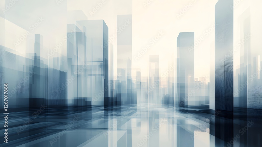 Futuristic city skyline, sunrise, reflection, urban design Futuristic city skyline, sunrise, reflection, urban design