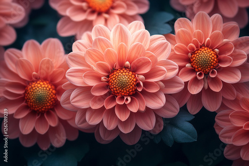 Crimson Petal Harmony, An Elegant Floral Symphony in Crimson and Peach Tones