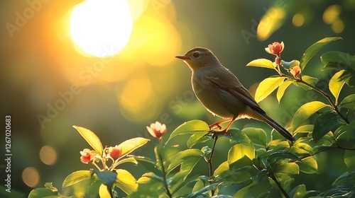 Bird sunset garden spring nature blossom