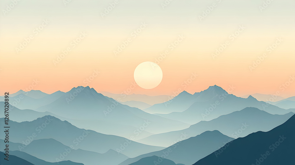 Sunrise over misty mountains Sunrise over misty mountains