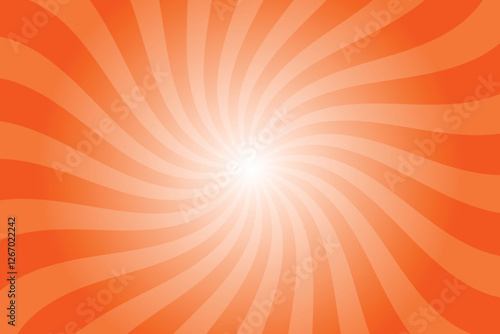 Abstract orange background with rays retro starburst rays. Willpower orange sunburst background vector illustration pattern beam rays. Spiral radial striped backdrop. Vector illustration.
